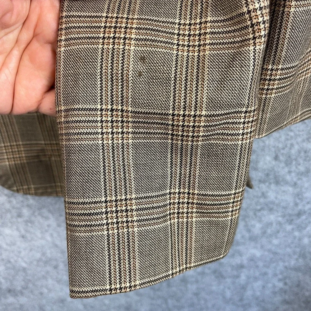Ranieri Nomo Blazer Mens 50L Tan Wool Windowpane Plaid Classic Super 150s Italy
